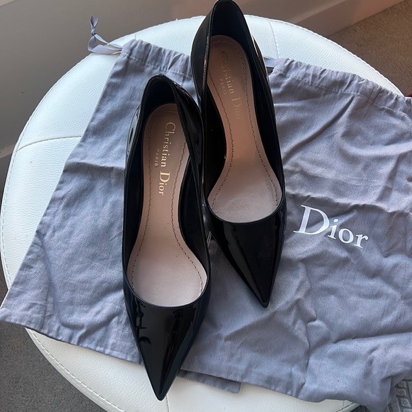 Dior Black Patent Leather Pointed Toe Pumps - Picture 1 of 5